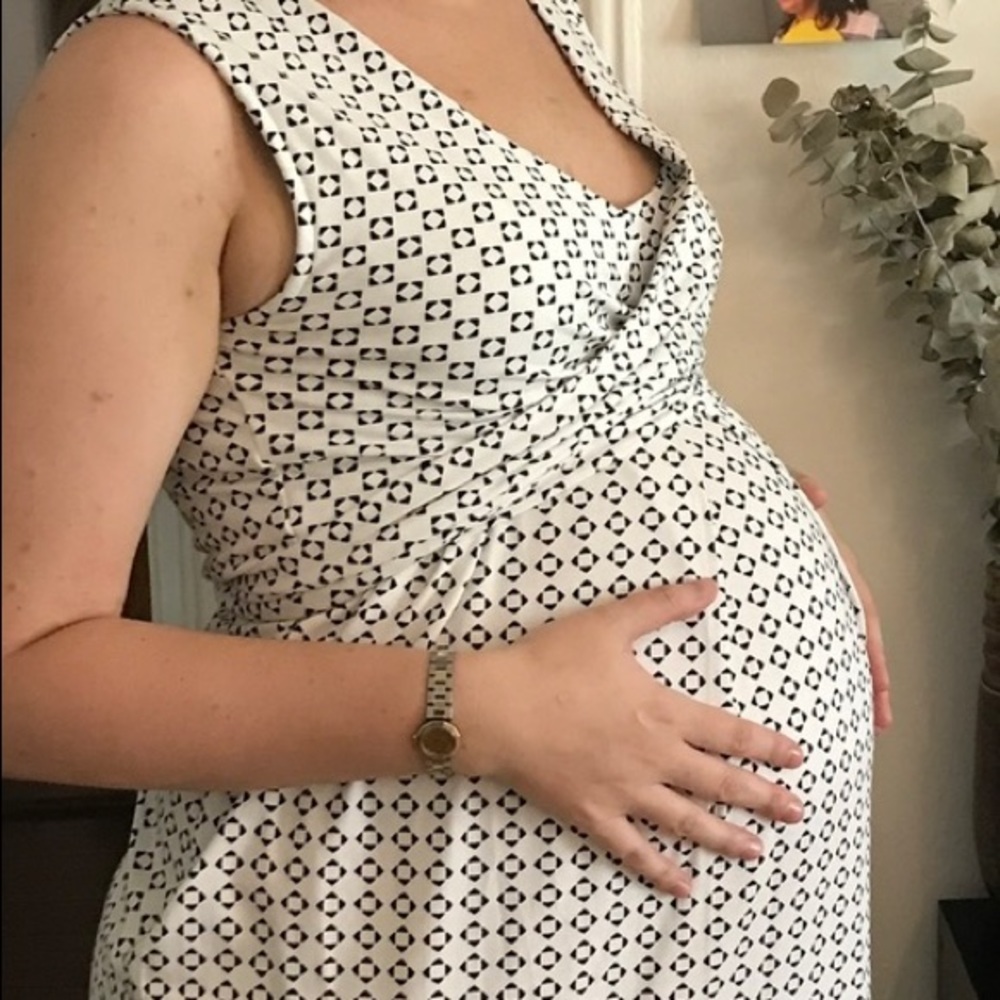 Envie De Fraise black and white print wrap maternity dress